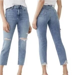 True Religion Starr distressed mid rise cropped straight denim jeans size 28 y2k